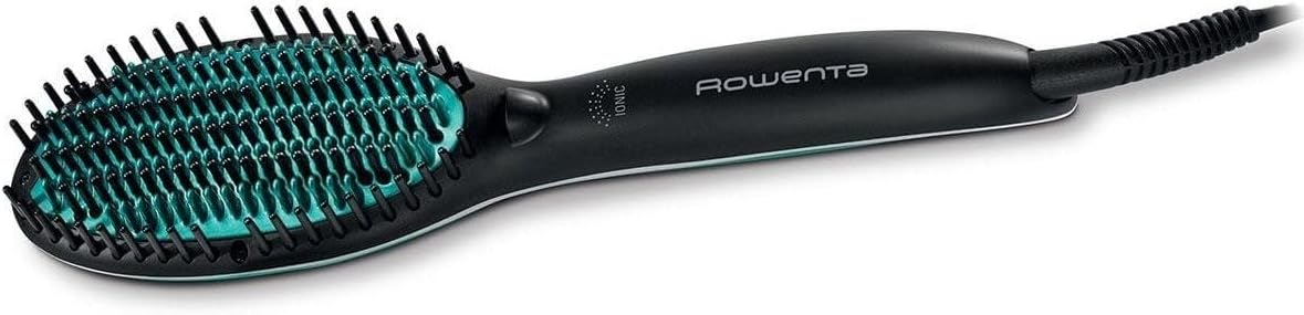 Power Straight CF5820F0 Brosse lissante spéciale pour Cheveux très bouclés, avec générateur d'ions et température réglable jusqu'à 200 °C, Dents avec Grande Fixation à partir de la Racine Noir/Vert