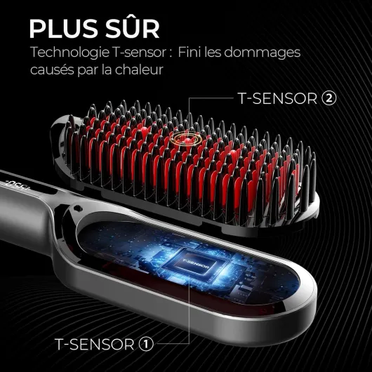 Brosse Lissante Ionique Cheveux - TYMO Ionic Plus Lisser Cheveux Professionnel, Coiffage Rapide, 16 Températures, 80-230 ℃, Écran LCD, Double Tension, Chauffage Rapide, Anti-brûlure, Fer à Lisser Noir