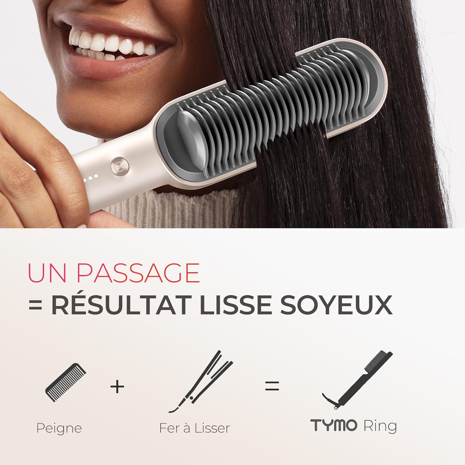 RING Brosse Lissante Pour Cheveux, Fer à Lisser Avec Peigne IntéGré, 20s PTC Chauffage & 5 RéGlages De TempéRature & Anti-BrûLure, Professionnels Hair Straightener, Lisseur Cheveux (Or)