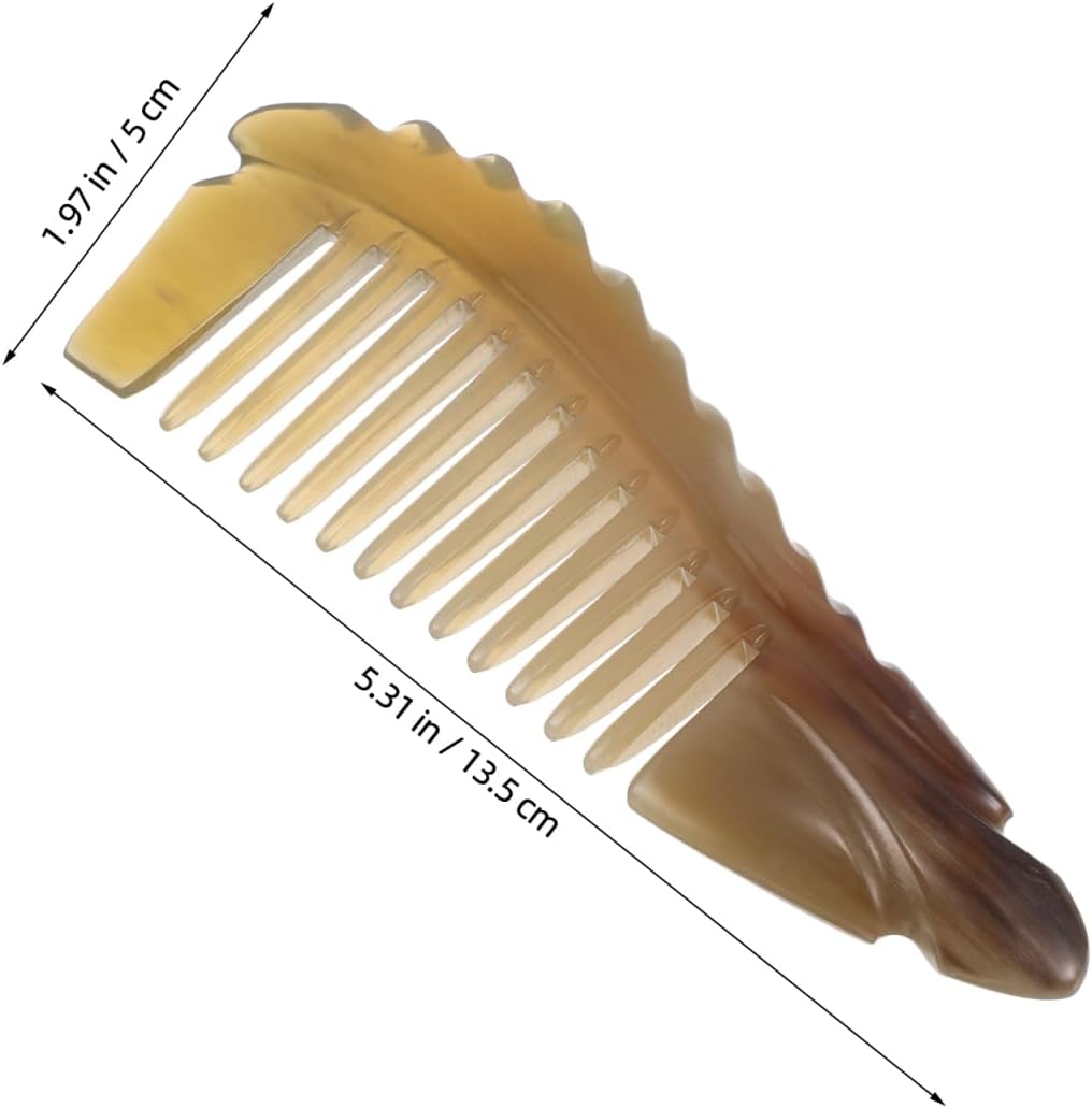 Peigne À Dents Larges En Corne De BœUf Naturel Antistatique Peigne DéMêLoir Portable Pour Femmes Outil De Voyage LéGer Pour Cheveux BoucléS Et OnduléS Massage Doux Du Cuir Chevelu