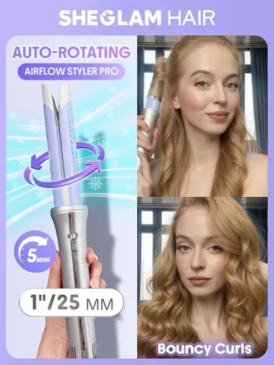25mm Fer à Boucler Automatique One Touch avec Air Frais – Boucles Longue Tenue pour Styles Bounce ou Ondulés, Faible Risque de Brûlure, Chauffe Rapide pour Cheveux Mi-Longs à Longs (25mm)
