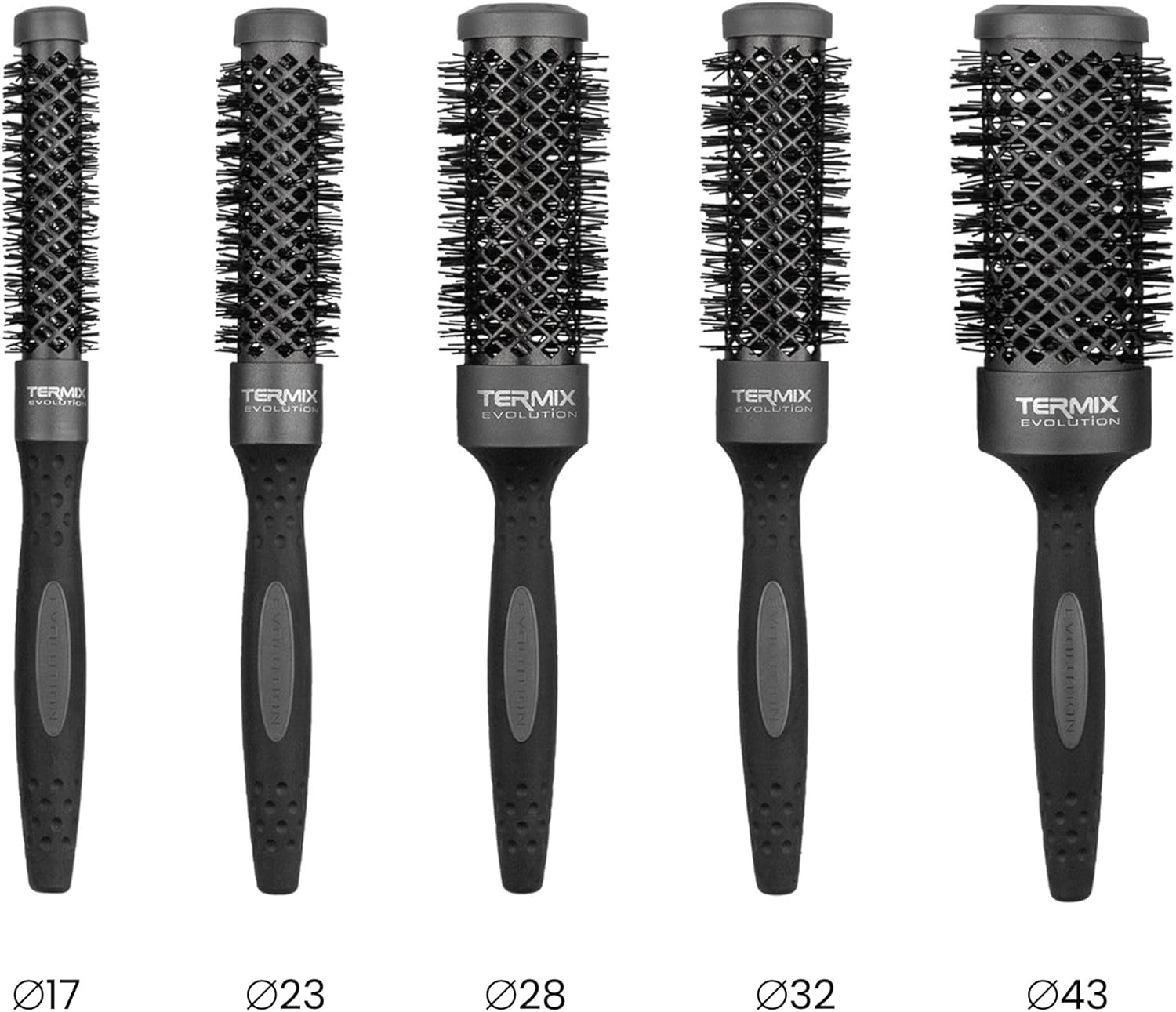 Evolution Plus - Brosse Ronde Professionnelle pour Cheveux Épais - Coffret 5 brosses