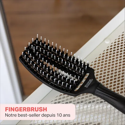 Olivia Garden Fingerbrush Care Iconic - Detangling Hairbrush with Boar & Nylon Bristles for Ultimate Shine & Smooth Styling Black 1 Unité (Lot de 1)