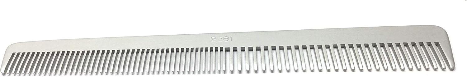 Swedish Crown Peigne professionnel en aluminium de 15,5 cm (antistatique) - Peigne en métal à dents fines et larges (2261 A)