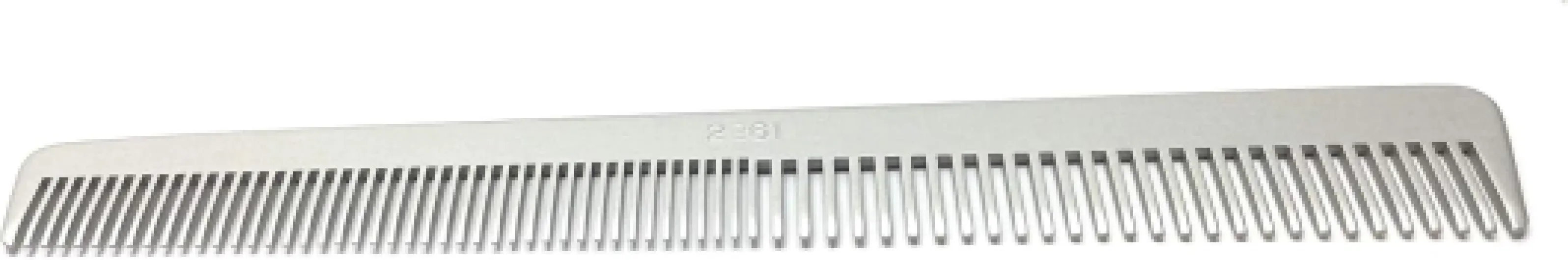 Swedish Crown Peigne professionnel en aluminium de 15,5 cm (antistatique) - Peigne en métal à dents fines et larges (2261 A)