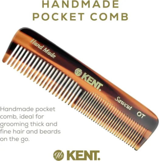 Kent Peigne de poche fait à la main à dents grossières et fines pour homme, 11 cm, 1 pièce (1 pièce) 1 Unité (Lot de 1) marron