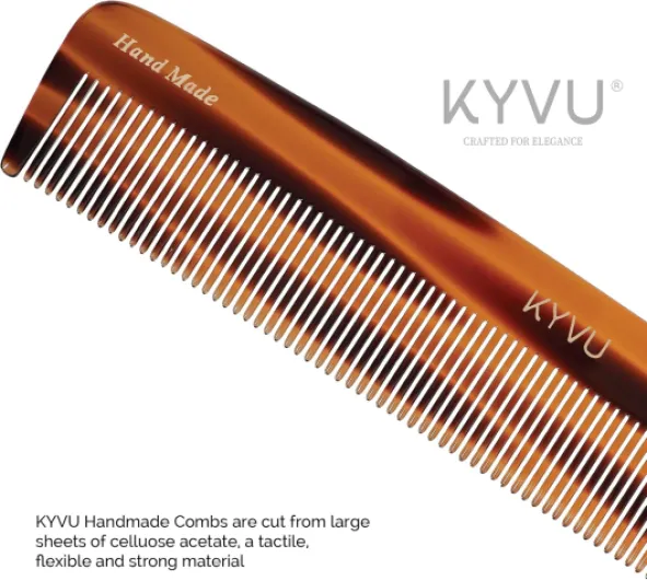 Peigne en acétate de cellulose T6 fait à la main, dents fines, couleur écaille de tortue, coiffure pour homme et femme 20,3 cm