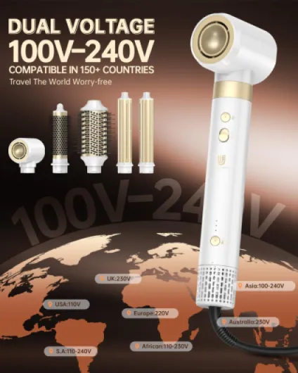 Webeauty Double Tension 6in1 Airstyler Nouvelle Mise à Jour,110,000TR/Min,30M/S,1400W Sèche Cheveux avec Brosse Soufflante,Brosse Ronde,Boucleur Automatique,500 Millions d'ions Négatifs, Blanc Blanc-100-240v