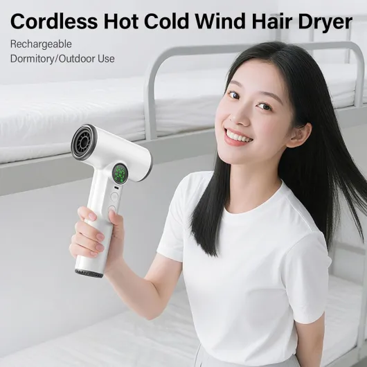 Sèche-cheveux Professionnel sans Fil – 3 Vitesses et 3 Températures avec Batterie Rechargeable USB, Sèche-cheveux Portable avec écran Numérique pour Plage, Camping