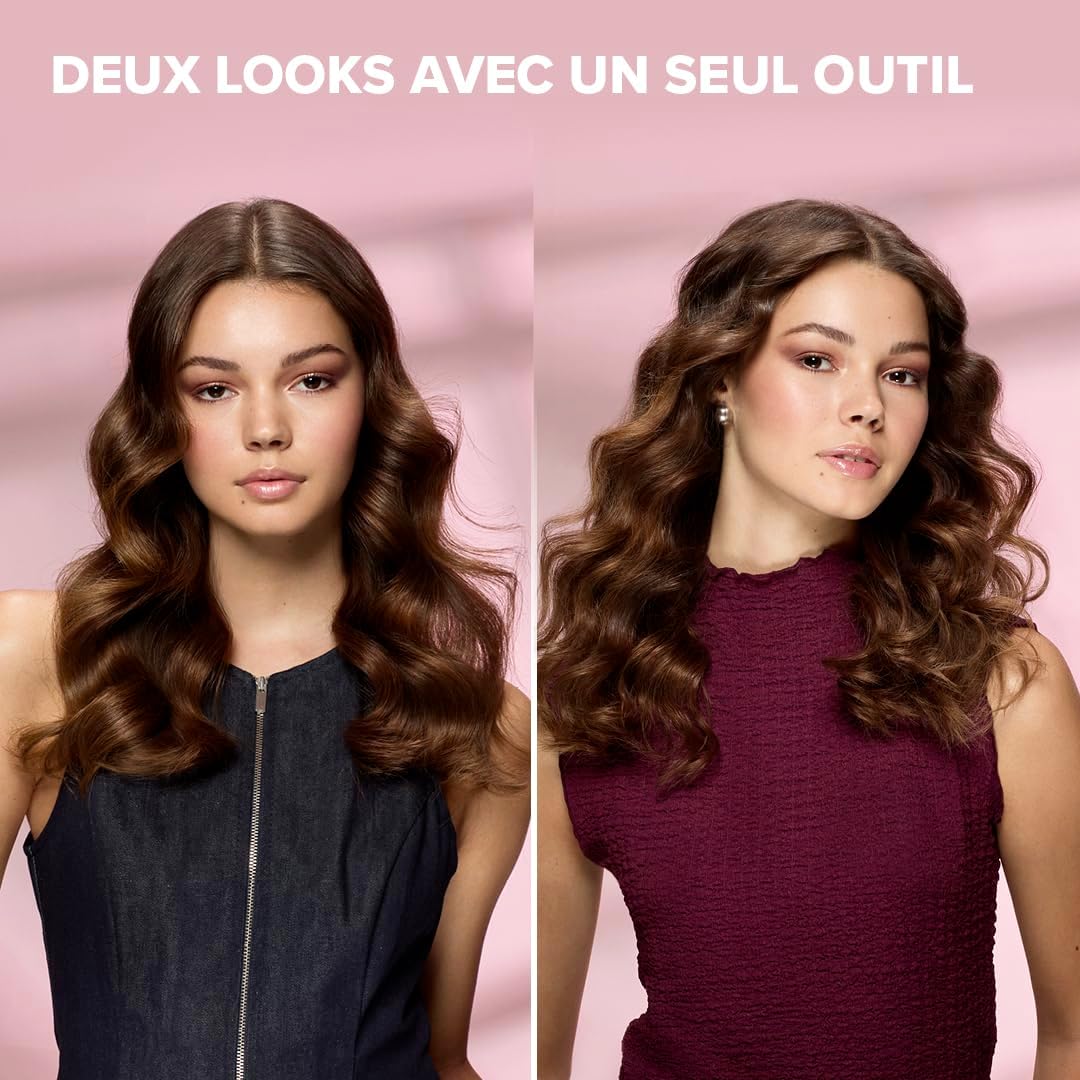 Fer À Boucler Ricci Curl HD – Rotation Automatique Double Sens – Boucles, Ondulations – Ion Ceramic Anti-Frisottis – 3 Températures, Répartition Chaleur – Cheveux Brillants Longue Tenue