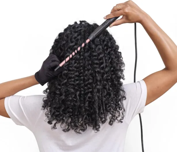 Boucleur 10 mm Curling Iron - Revêtement en Quartz-Céramique, 10 réglages de température, Design Compact , Rose & Noir, C449E 10mm