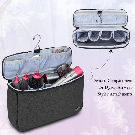 Sac de Rangement pour Dyson Airwrap Styler et Bigoudi Accessoires, Étui Portable, Pochette de Voyage, Noir