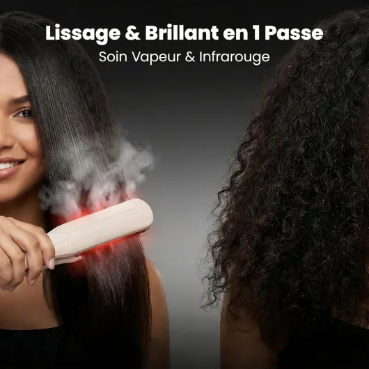 Lisseur Vapeur Infrarouge Professionnel - Plaques Céramique Larges 90mm - Brillance et Douceur Sans Dommage, Idéal Cheveux Longs/Bouclés (140-220°C)