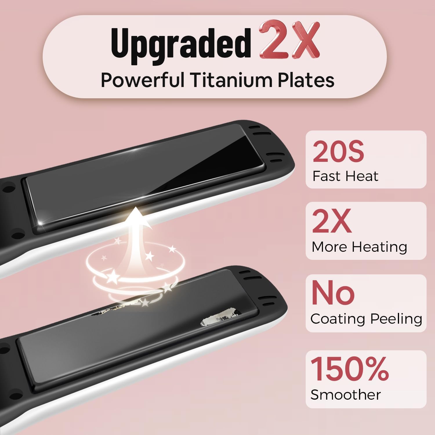 Voga Lisseur Sans Fil 2 en 1, Lisseur Boucleur Cheveux en Titane, Mini Fer a Lisser de Voyage USB Rechargeable 5000 mAh, Chauffe Rapide, 3 Niveaux de Température - Version Améliorée Blanc