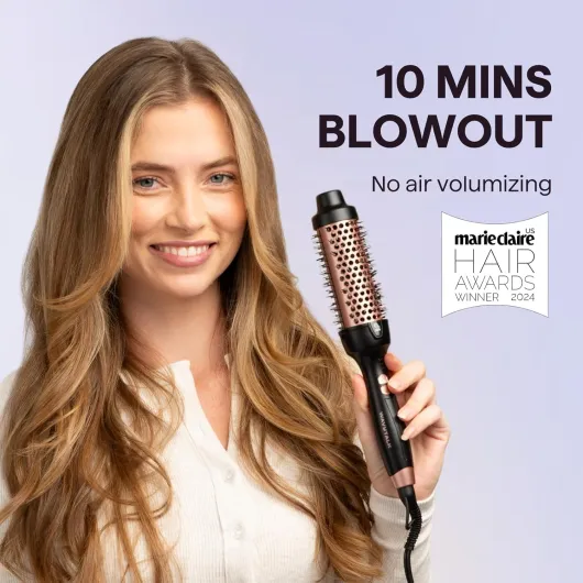 Thermal Brush Brosse Thermique de 38mm, Ionique Brosse Chauffante pour Créer des joli Brushing, Fonction Double Tension pour un Blowout Express Rosa Or Rose