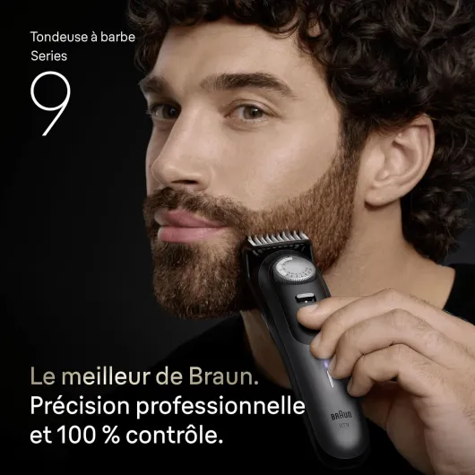 Braun Tondeuse Barbe Homme Series 9 BT9565, Titane - Etanche, Batterie Rechargeable, +14 Outils de Barbier, Lame Ultra Affutée, Coffret avec Etui de Voyage, Emballage en Carton