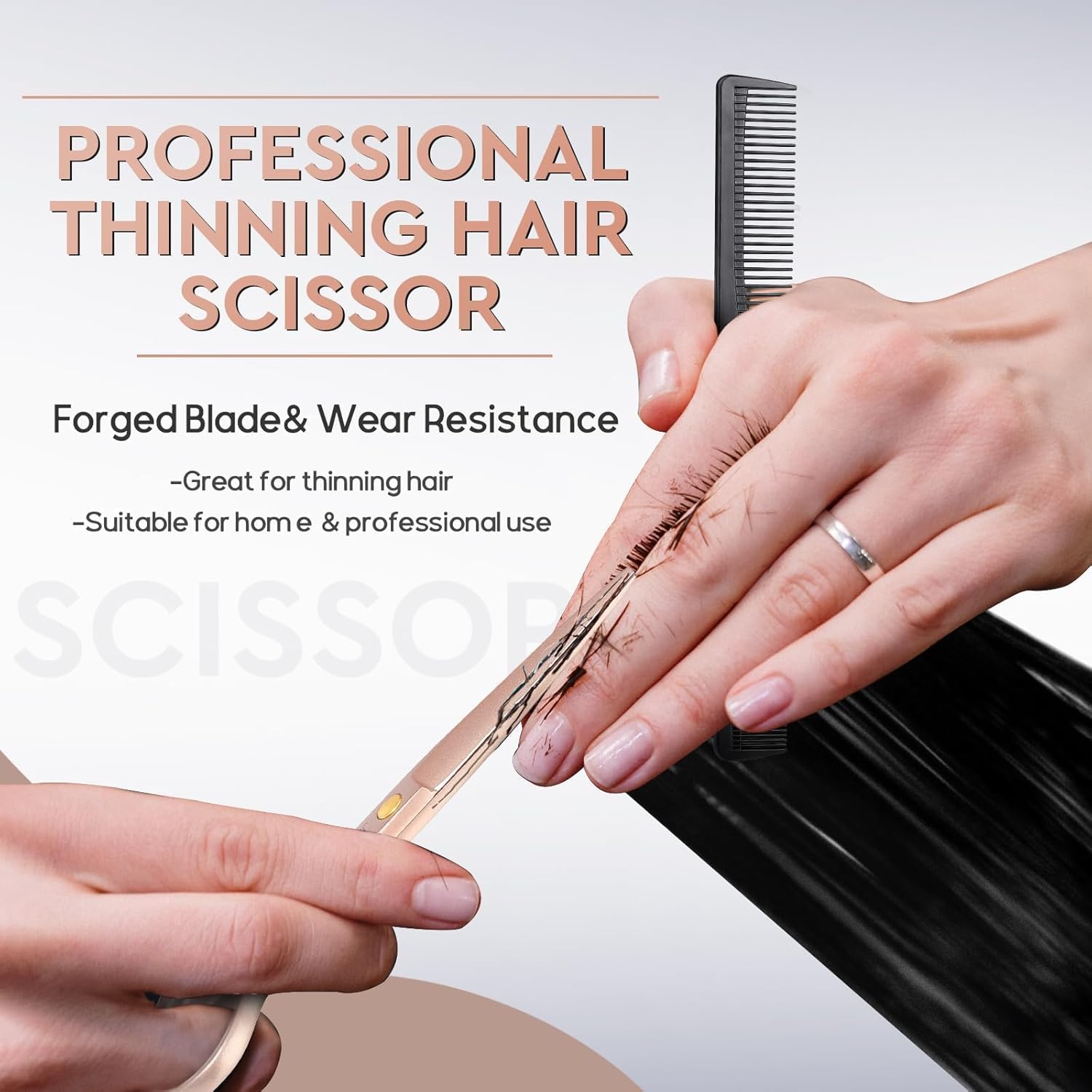Ciseaux de coiffure professionnels - Set de 10 ciseaux (coupe et taillage) en or rose, 6.5 pouces