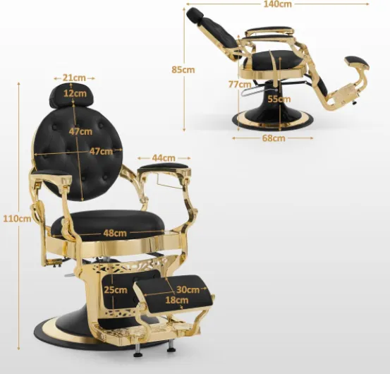 Fauteuil de Coiffure avec Appui-tête inclinable, équipement de Coiffure avec Pompe hydraulique, pivotant à 360°, Fauteuil de Coiffure réglable en Hauteur, Style Vintage, 2933-F (doré-Noir)