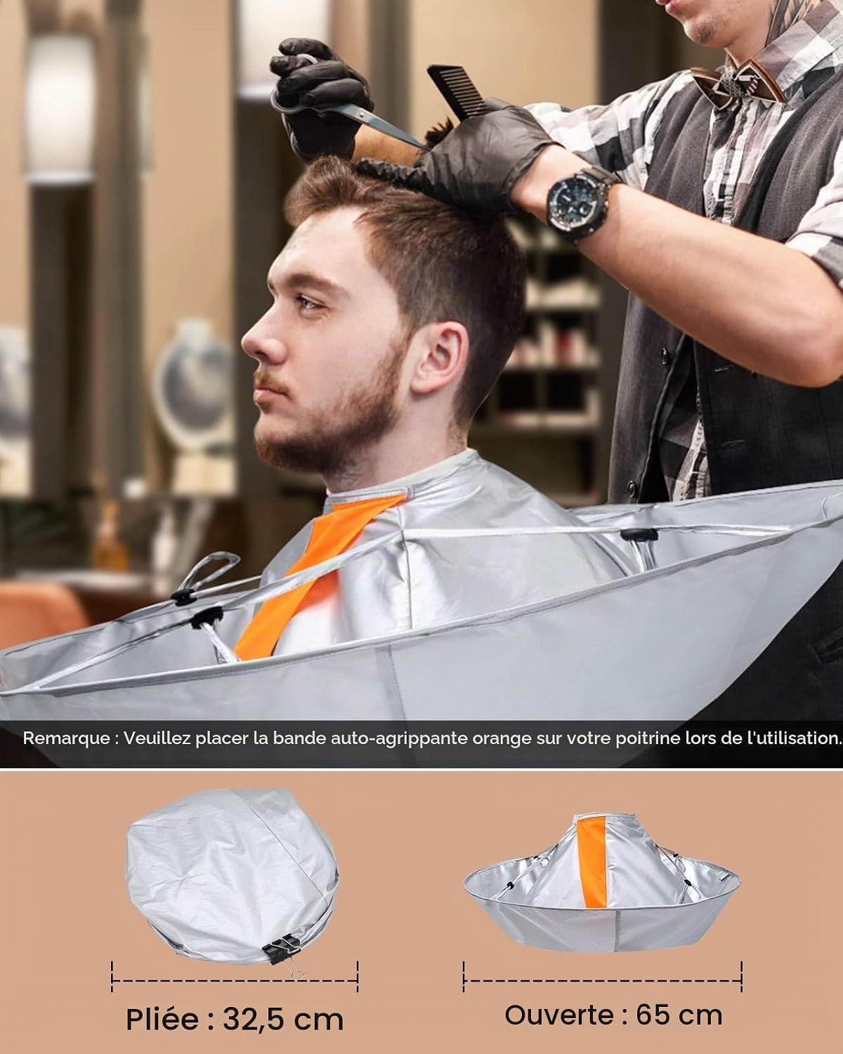 Lictin Coupe de Cheveux Coiffure Cape Argent