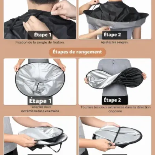 Test Lictin Coupe de Cheveux Coiffure Cape : le parapluie à cheveux qui évite (en partie) de salir le sol