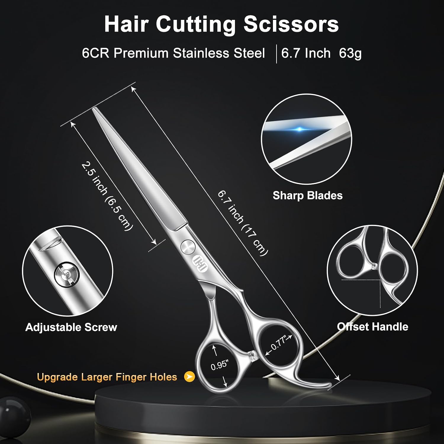 Ciseaux Coiffure Professionnel, 6,7'' Ciseaux de Coiffure (Argent) - Ciseaux Cheveux et Ciseaux Desepaississant Cheveux pour Hommes Femmes, Salon de Coiffure à Domicile Argent Ciseaux Coiffure Professionnel