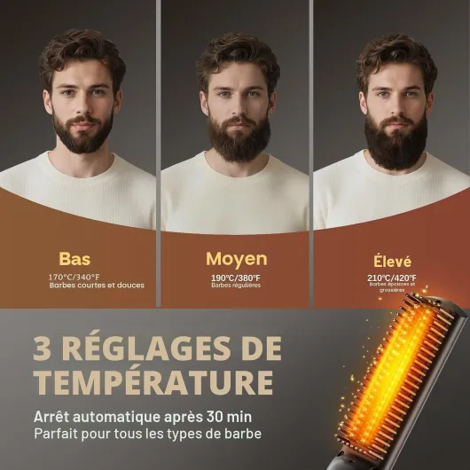 VIKICON Lisseur Barbe Homme, Mini Lisseur Cheveux, Brosse Chauffante 30s - Peigne à Cheveux Ionique, Lisseur Chauffant pour Coiffer Barbe Longue et Courte, Brosse Rapide pour Cheveux et Barbe Noir