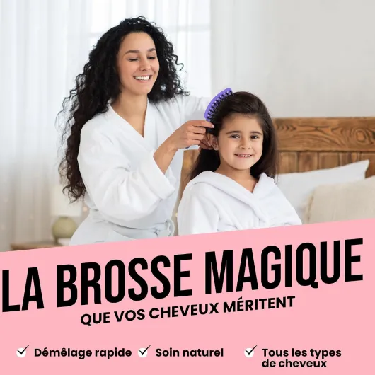 Brosse à Cheveux Magique - Démêlante Instantanée - Poils de Sanglier & Nylon - Anti-Casse & Anti-Statique - Pour Cheveux Bouclés, Lisses, Épais ou Fins - Hommes, Femmes, Enfants A-Rose