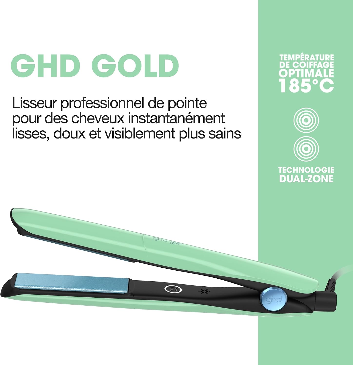 Ghd - Lisseur cheveux ghd gold - Fer à lisser professionnel - Cheveux plus lisses, 65% plus brillants, sans chaleur extrême - Lisseur boucleur, design arrondi - Idéal tous types de cheveux Jelly Mint