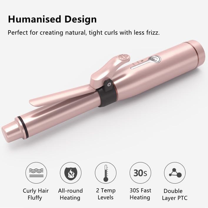 Mini fer à friser sans fil, portable, à 2 niveaux de température, rechargeable par USB, en céramique, pour des boucles lâches, pour coiffer les cheveux, utilisation humide et sèche