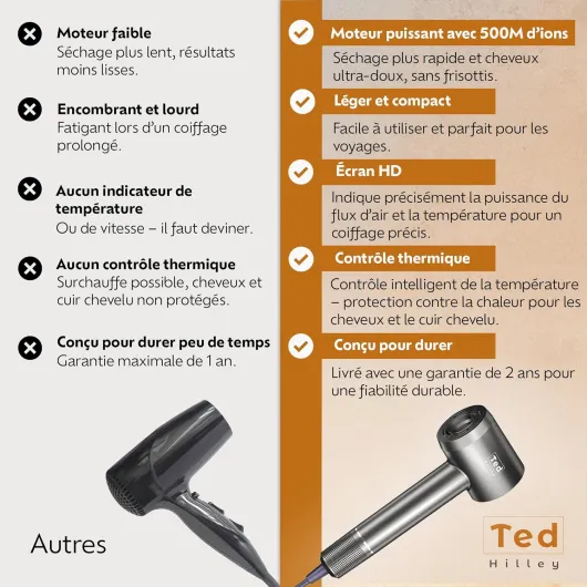 Sèche-Cheveux Ionique Professionnel Diffuseur – Brillance & Anti-Frisottis Diffuser + Concentrator + Wall Mount