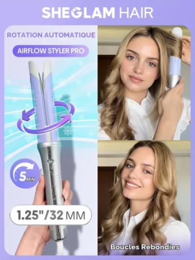 32mm Fer à Boucler Automatique One Touch avec Air Frais – Boucles Longue Tenue pour Styles Bounce ou Ondulés, Faible Risque de Brûlure, Chauffe Rapide pour Cheveux Mi-Longs à Longs (32mm)