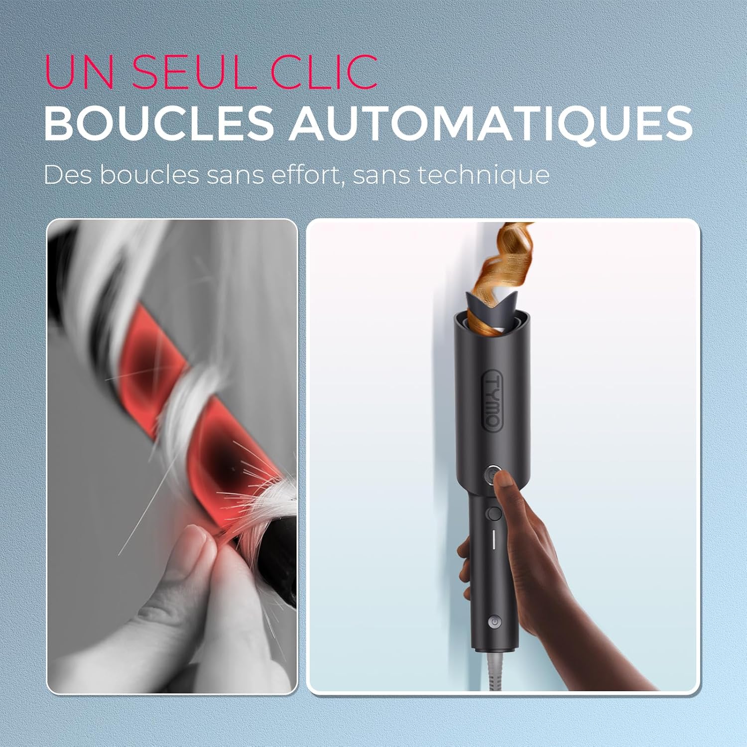 Boucleur a Cheveux Fer à Friser Automatique - CURLPRO Fer a Boucler Automatique Portable 32mm avec 3 Températures Réglables, Anti-brûlure, Boucleur Céramique Cheveux Court et Long, Gris Métal 32 mm Gris Métal